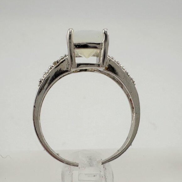 Beautiful Natural Opal Ring with Small Diamond Accent - Size 7.25 - Picture 8 of 16